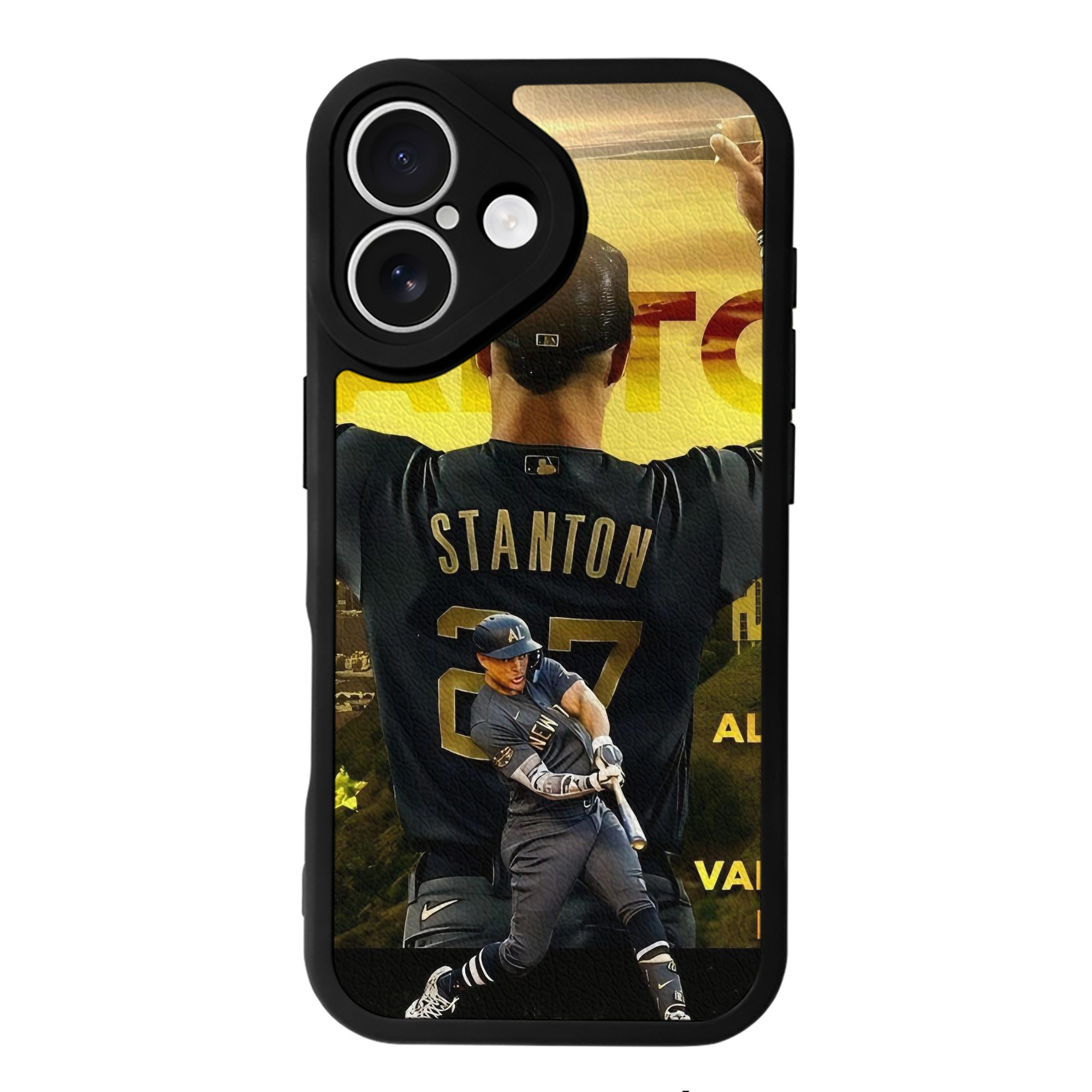 Giancarlo Stanton 44 IPhone 16 Silicone Leather Case – UV Print, Lambskin Texture – Perfect Fit, Wireless Charging Compatible, Scratch Resistant, Precise Cutouts – Stylish Protection For IPhone 16